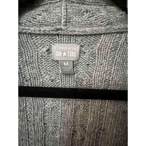 Converse One Star Womens  Light Grey Blended Wool Cardigan Sweater‎ Size M - Picture 2 of 6